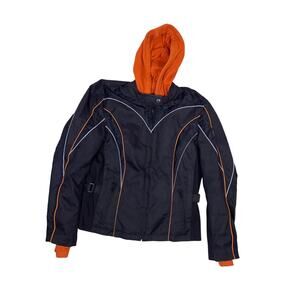 NexGen SH1960 Women’s Medium Black Hooded Motorcycle Jacket‎ Reflective Piping